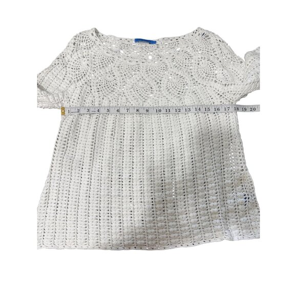J. McLaughlin Shellona Sweater Crochet Open Knit White Cotton Womens Size L - Picture 5 of 7